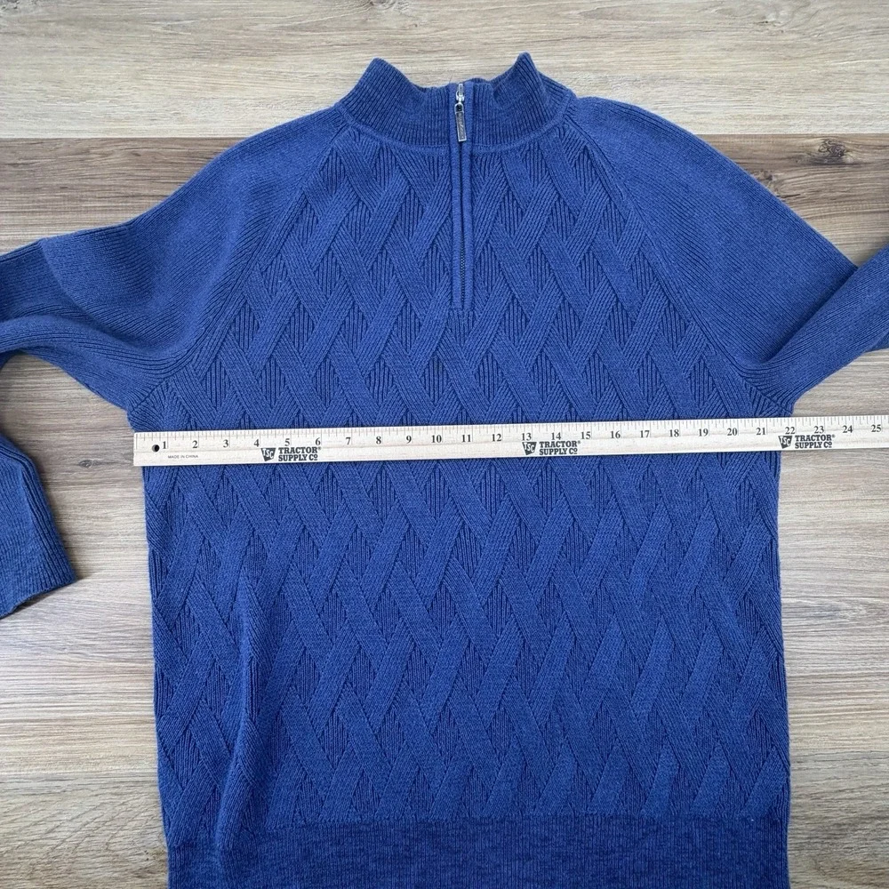 Tommy Bahama‎ Blue Napa Ridge 1/4 Zip Sweater Men's L Geometric Pima Cotton - Picture 5 of 7